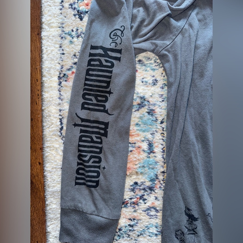 Disney Parks Haunted Mansion Long Sleeve Shirt 👻 | Unisex | Gray | Size M - Picture 2 of 12